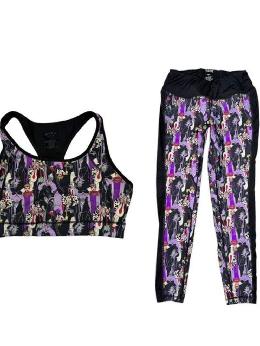 Torrid Disney Villains Sports Bra Leggings Active Set Workout Black Purple 1X